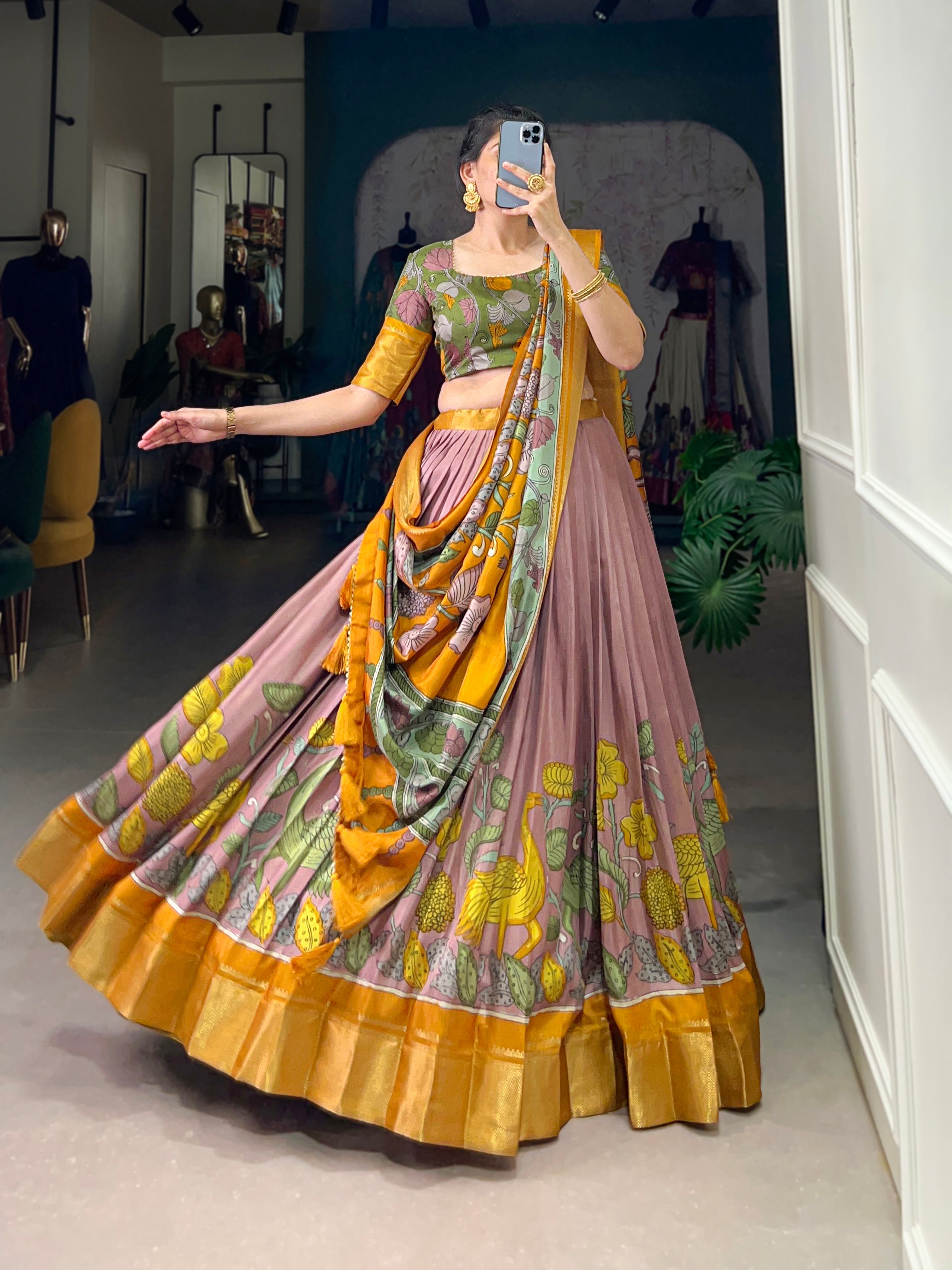Presenting a perfectly blendedTussar silk lehenga for festive season to charm your look!β¨ - Navratri And other Festival